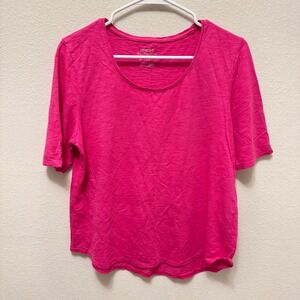 Chicos The Ultimate Tee Pink Cotton Modal Short Sleeve‎ Scoop Neck Top Size 1